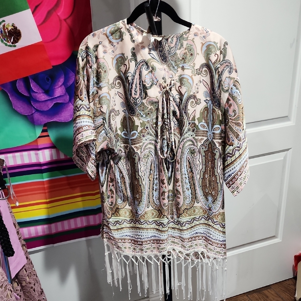 SOLD Paisley Fringe Boho Top